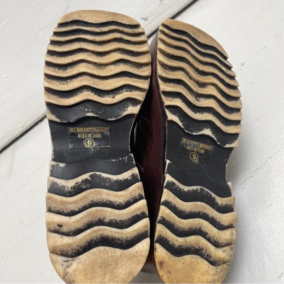 Vintage Soda Brown Chunky Leather Heel platform patchwork Womens US 9 Shoes Mule - Picture 12 of 14